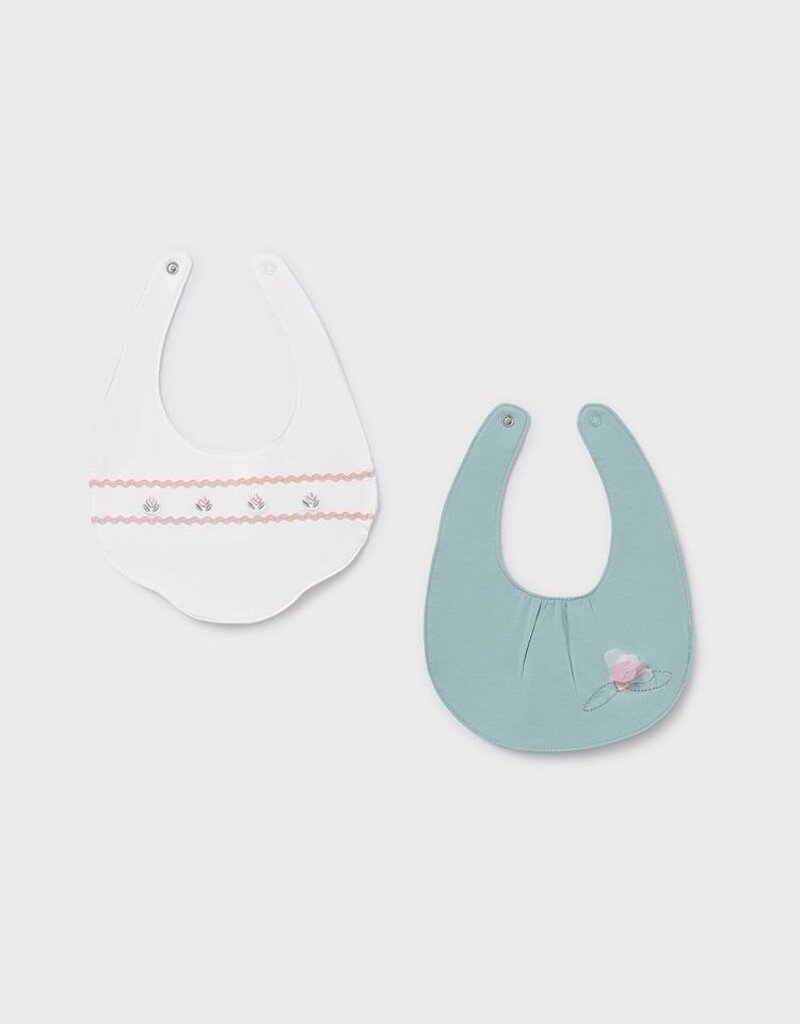 Mayoral Mint Embroidered Bib 2pc Set