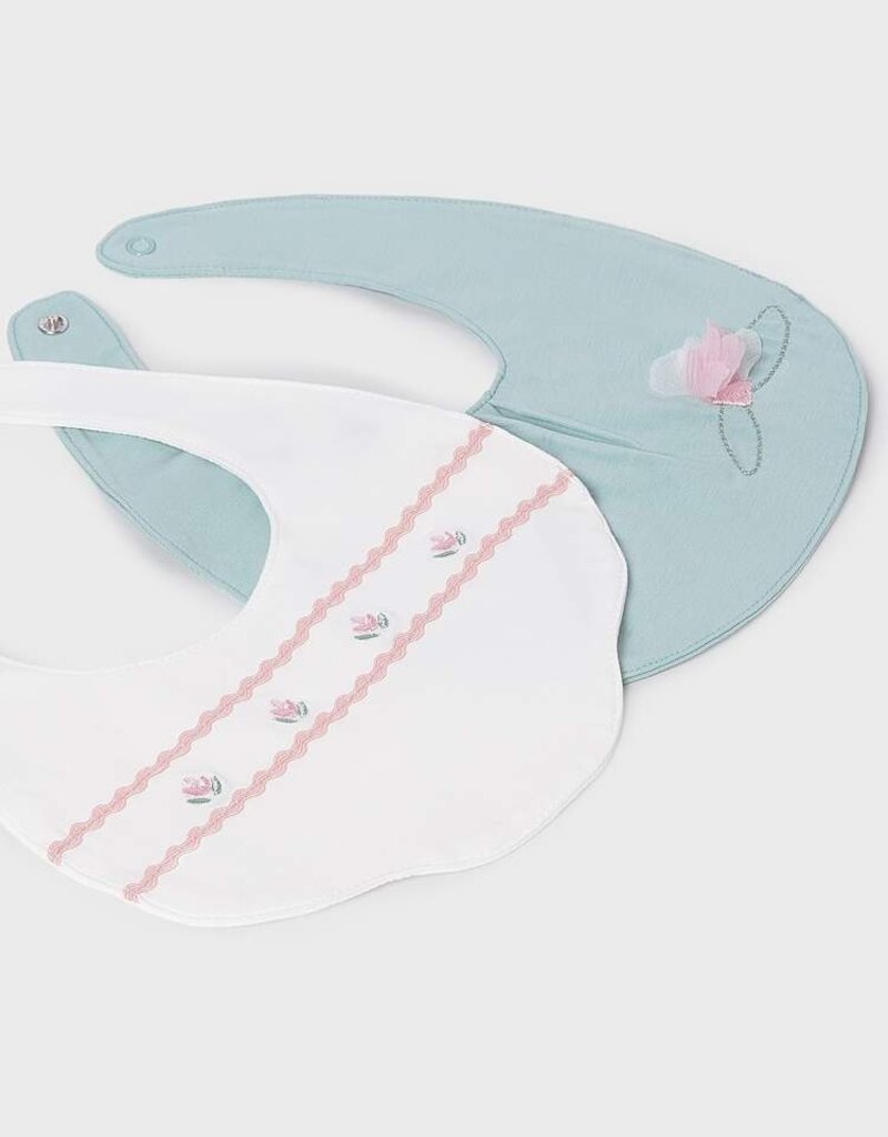 Mayoral Mint Embroidered Bib 2pc Set