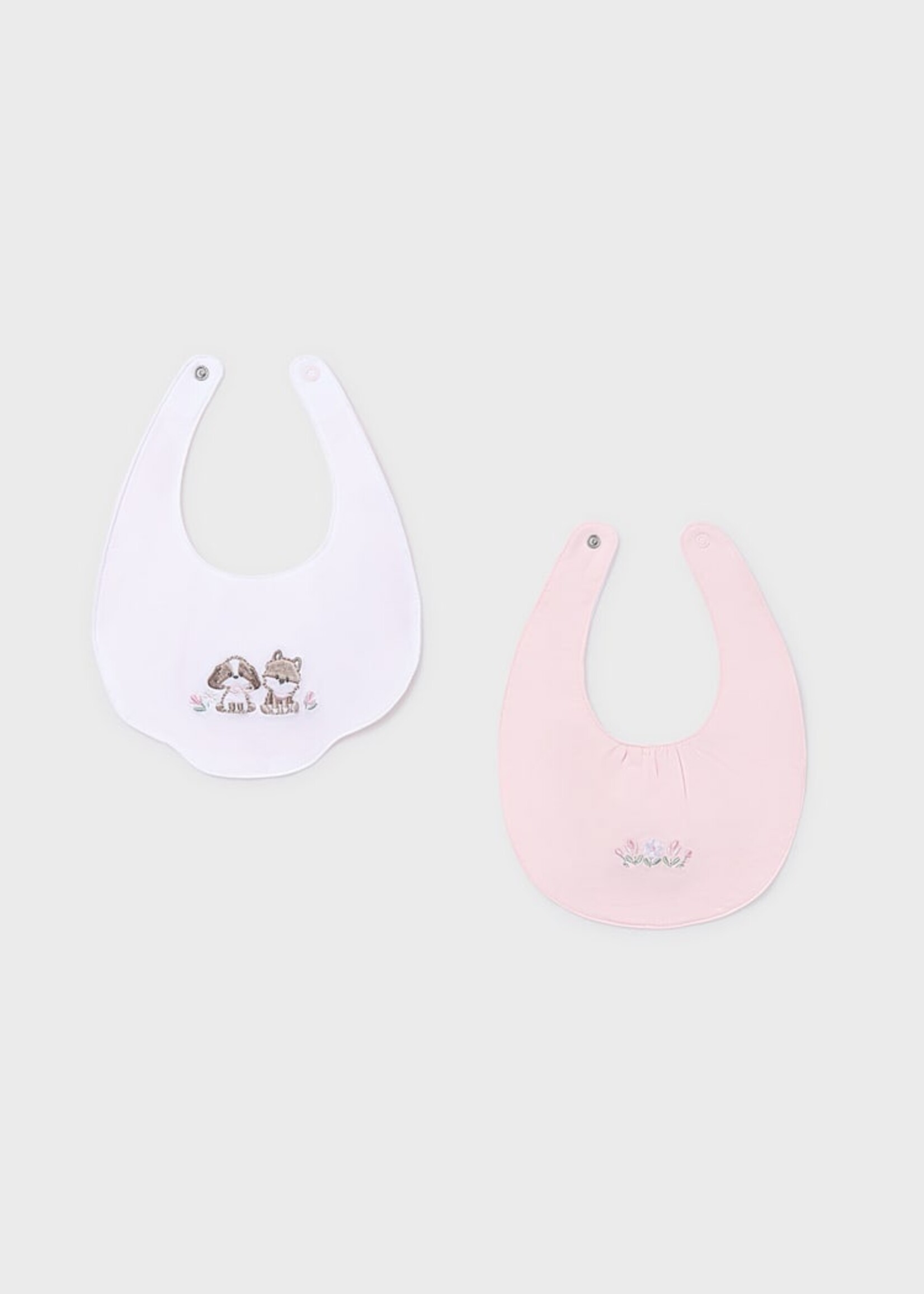 Mayoral Pink Embroidered Bib 2pc Set