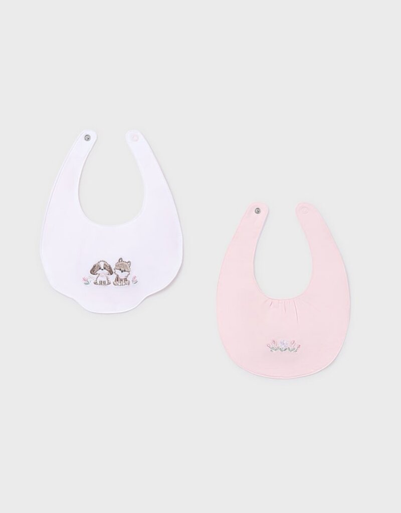 Mayoral Pink Embroidered Bib 2pc Set