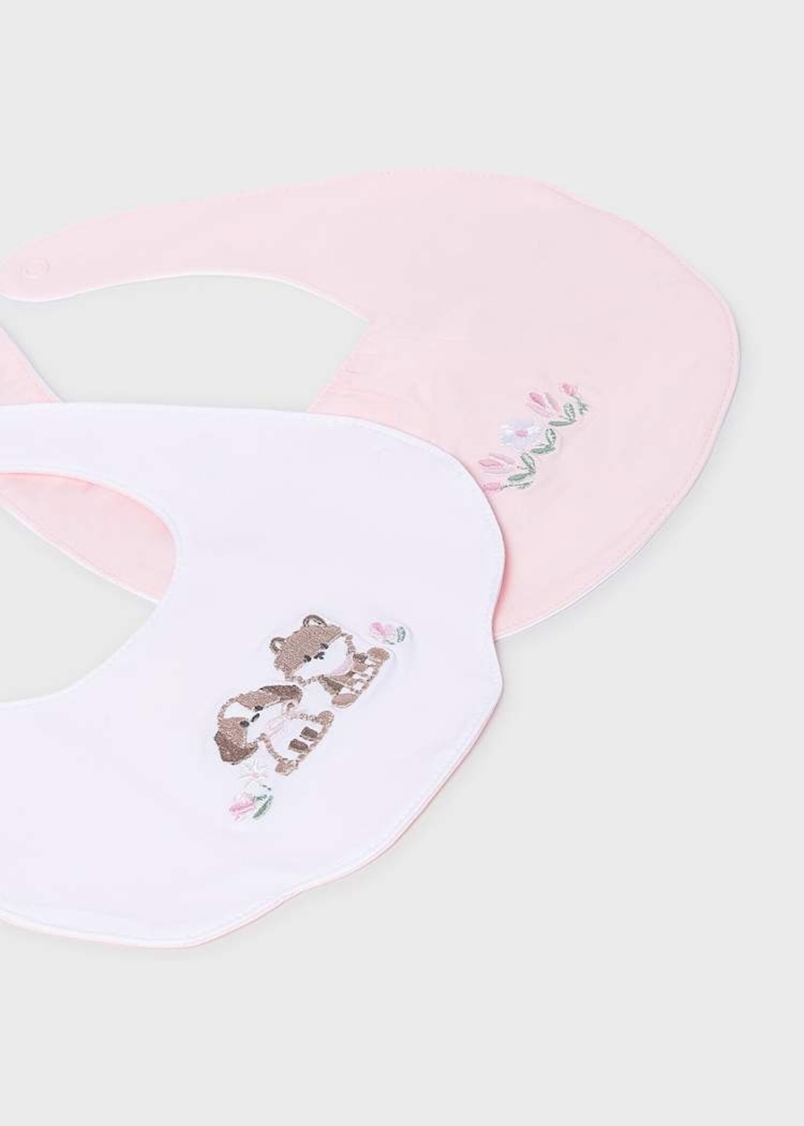 Mayoral Pink Embroidered Bib 2pc Set