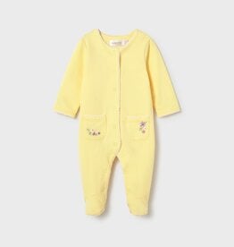 Mayoral Long Sleeve Footie Yellow w/Flowers
