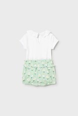 Mayoral Mint Onesie w/Mint Flowered Bloomers
