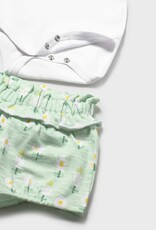 Mayoral Mint Onesie w/Mint Flowered Bloomers