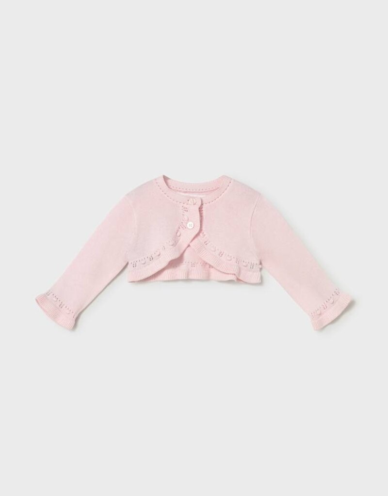 Mayoral Pink Knit Frill Cardigan