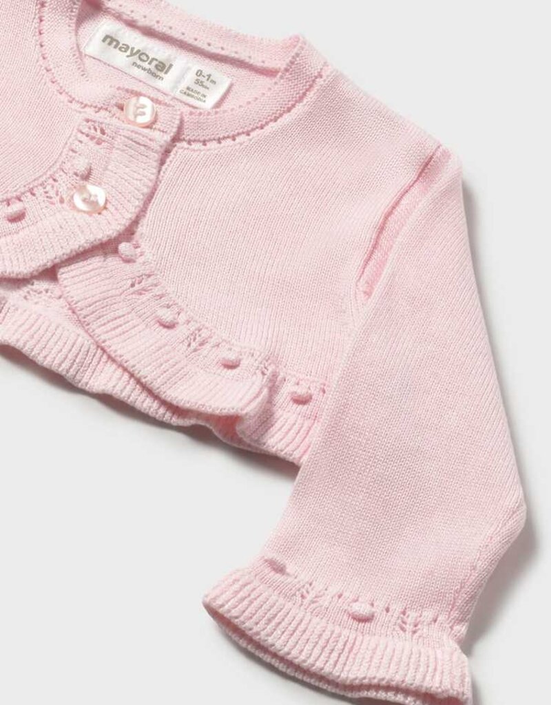 Mayoral Pink Knit Frill Cardigan