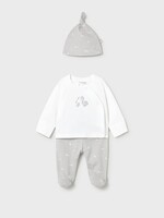 Mayoral Goose Print Silver 3pc Footed Pant Set