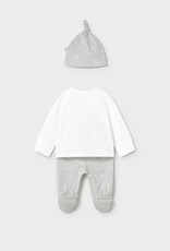 Mayoral Goose Print Silver 3pc Footed Pant Set