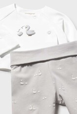 Mayoral Goose Print Silver 3pc Footed Pant Set