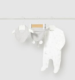 Mayoral Goose Print White 3pc Footie Set