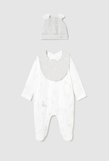 Mayoral Goose Print White 3pc Footie Set