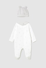 Mayoral Goose Print White 3pc Footie Set