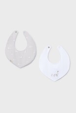 Mayoral Goose Print Silver 2pc Bib Set