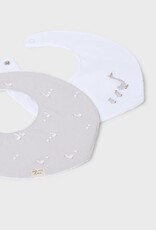 Mayoral Goose Print Silver 2pc Bib Set