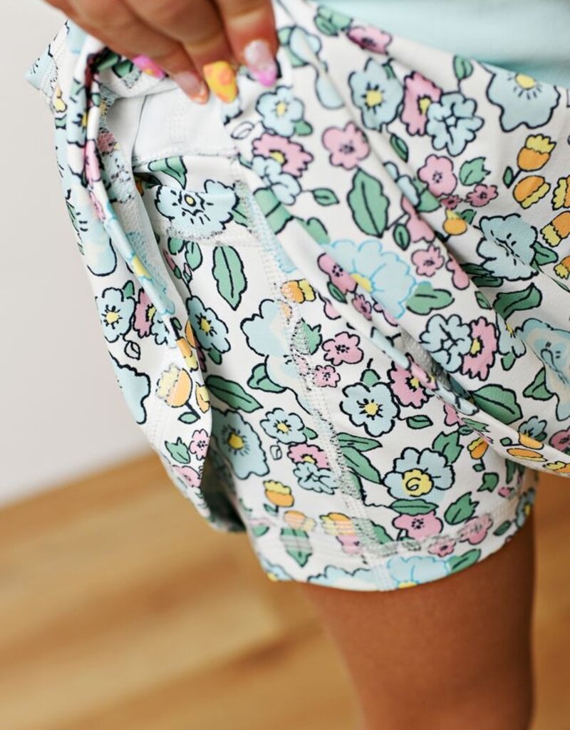 Swoon Kids Clothing Aqua Bloom Tennis Skirt