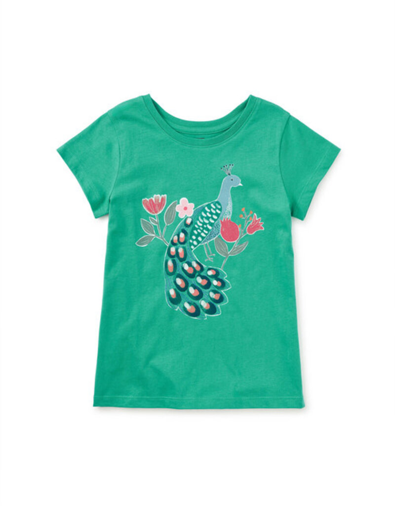 Tea Collection ALHAMBRA PEACOCK GRAPHIC TEE SPINACH