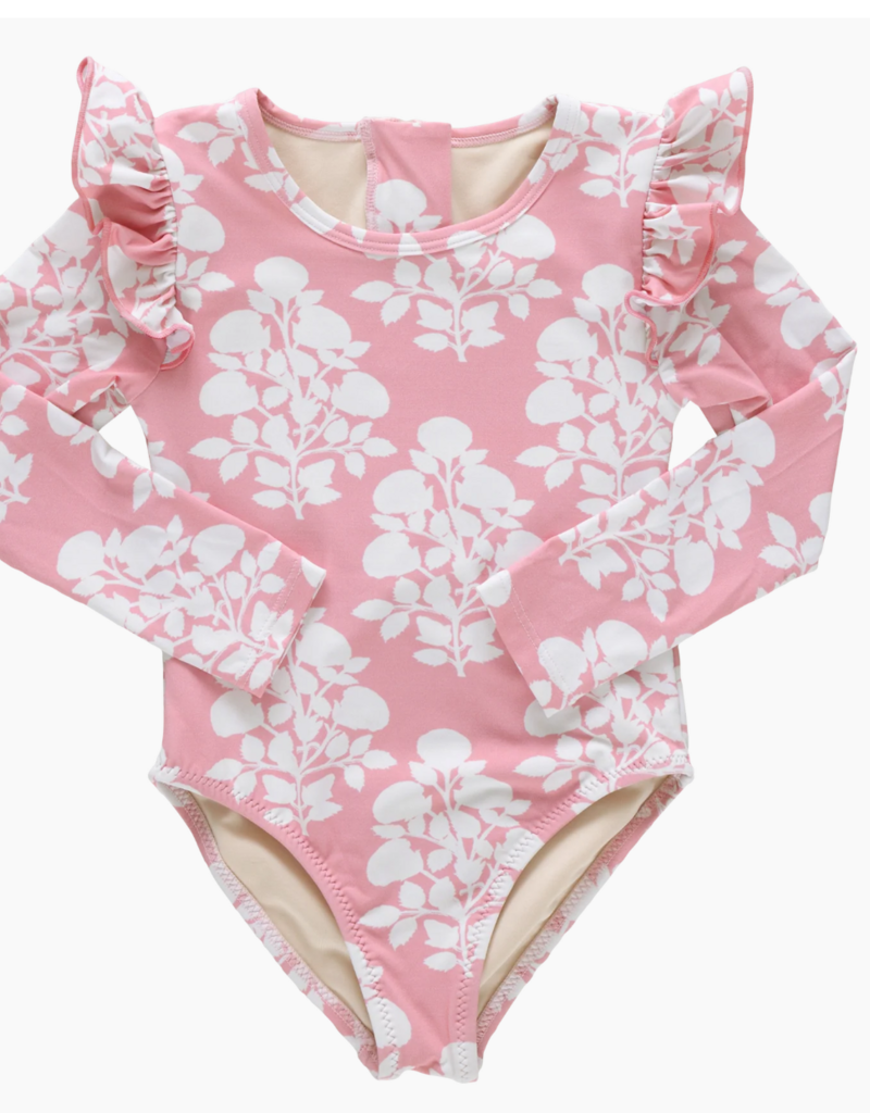 Pink Chicken girls rachel suit - pink bouquet floral