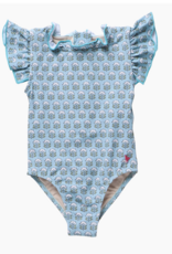 Pink Chicken girls jennifer suit - blue prairie block print