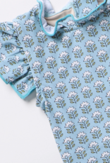 Pink Chicken girls jennifer suit - blue prairie block print