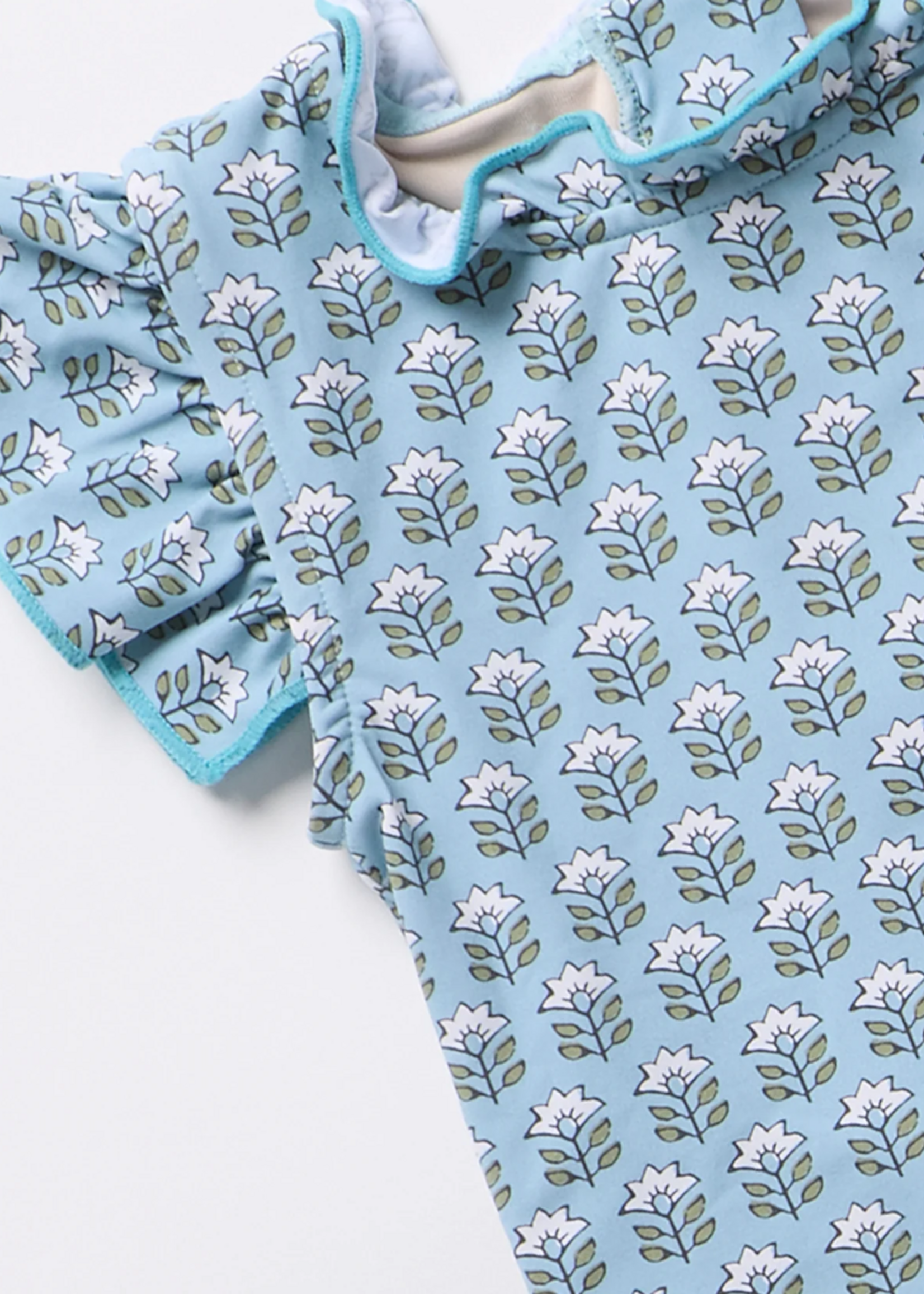 Pink Chicken girls jennifer suit - blue prairie block print