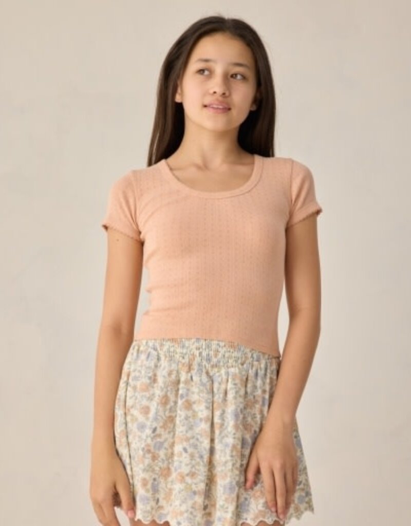 Rylee + Cru Inc. TEEN POINTELLE JERSEY MELON