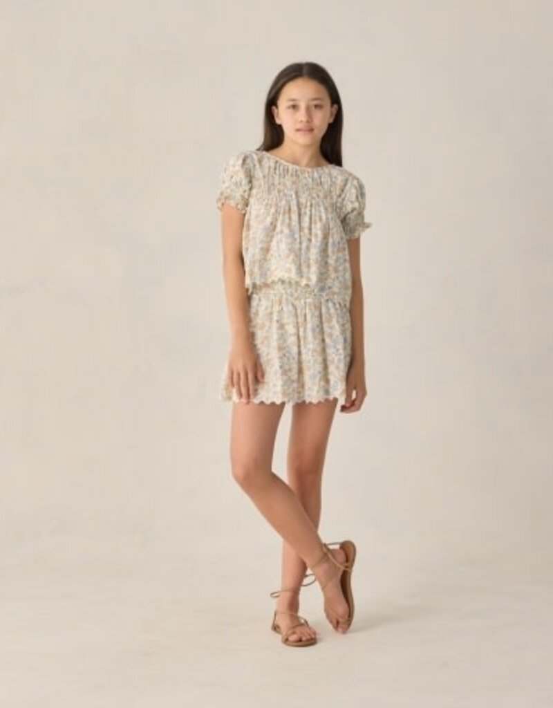 Rylee + Cru Inc. TEEN SMOCKED V MINI SKIRT BLOOM IVORY