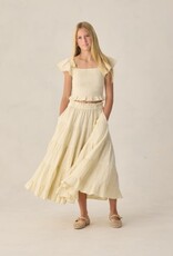 Rylee + Cru Inc. TEEN RUFFLE TIERED MAXI SKIRT CITRON STRIPE