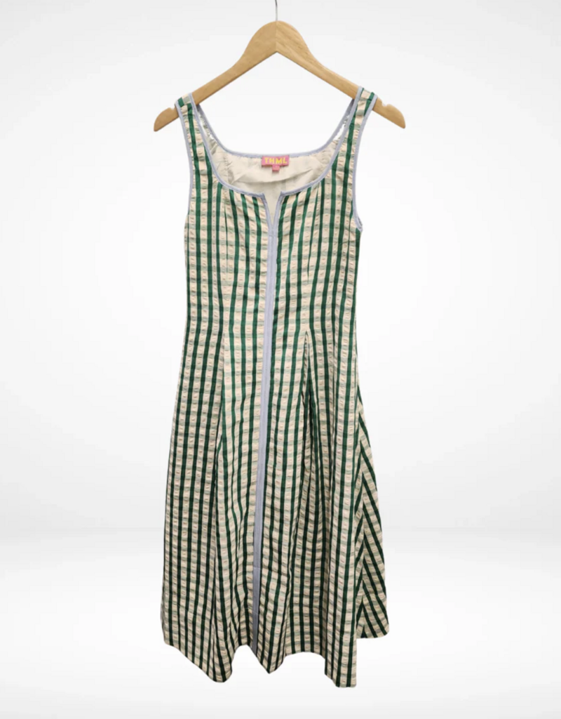 THML Clothing Womens Green Gingham Maxi Dress