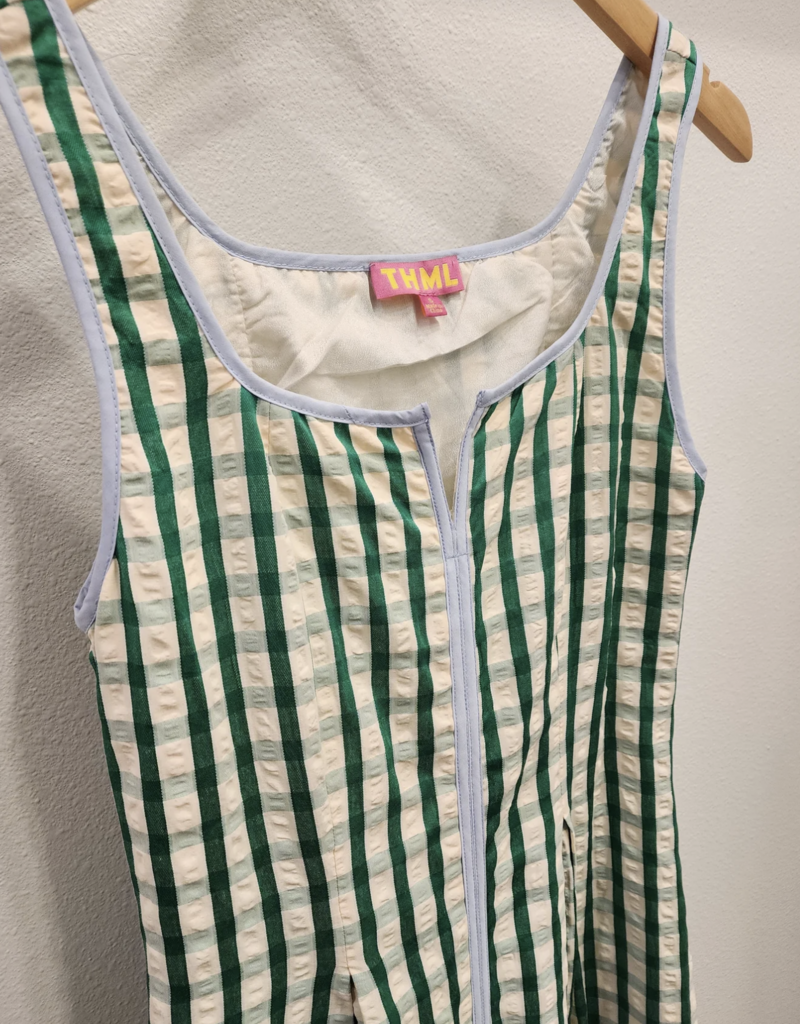 THML Clothing Womens Green Gingham Maxi Dress