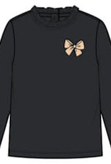 miles the label BLACK L/S TOP KNIT W/BOW