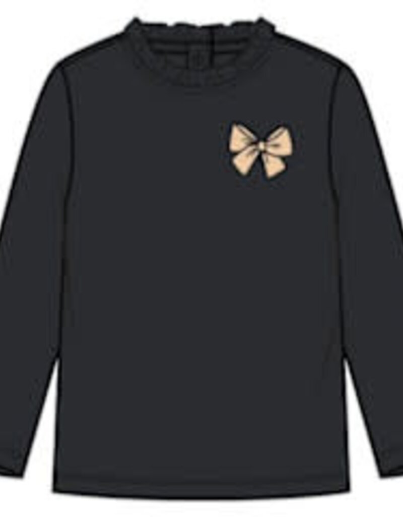miles the label BLACK L/S TOP KNIT W/BOW