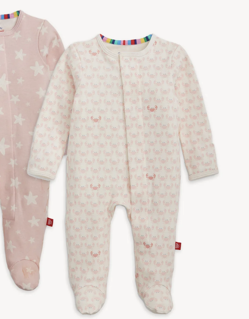 Magnetic Me Organic Cotton Pink Crabs Footie