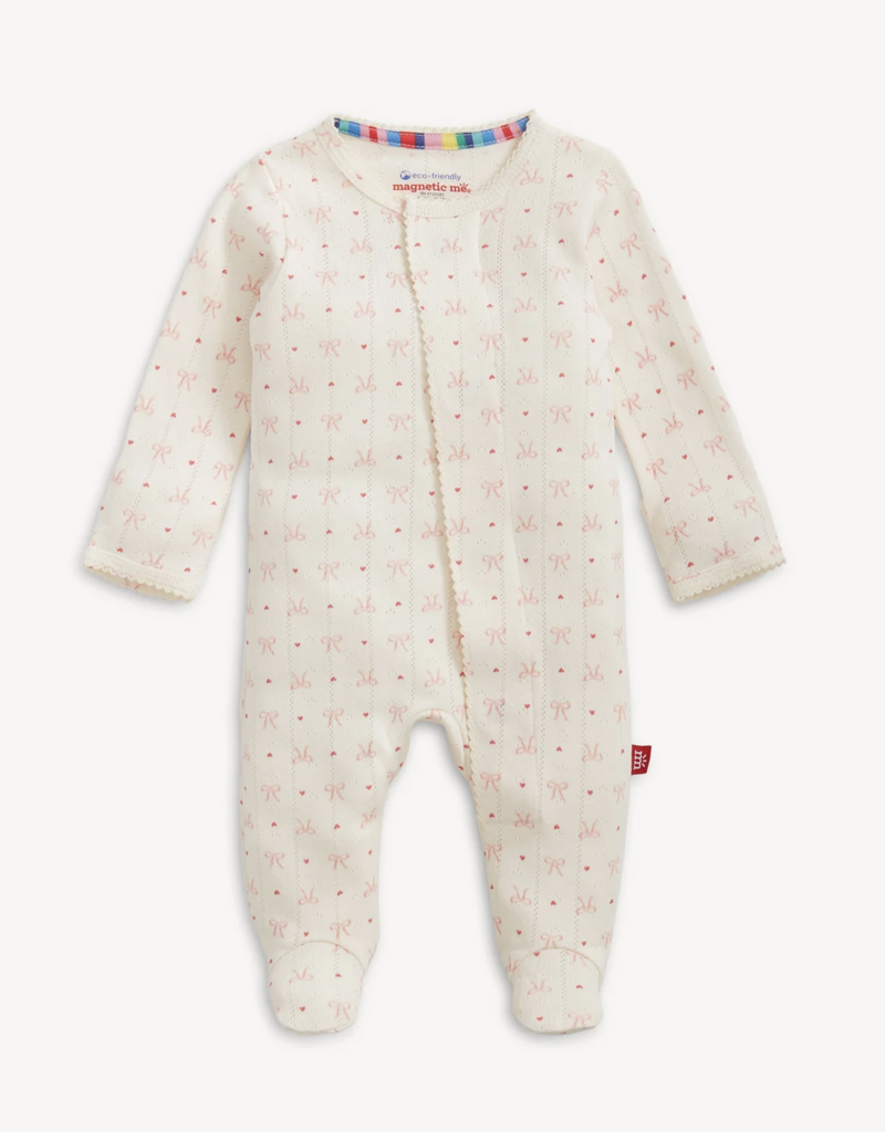 Magnetic Me Heart and Bow Pointelle Magnetic Footie