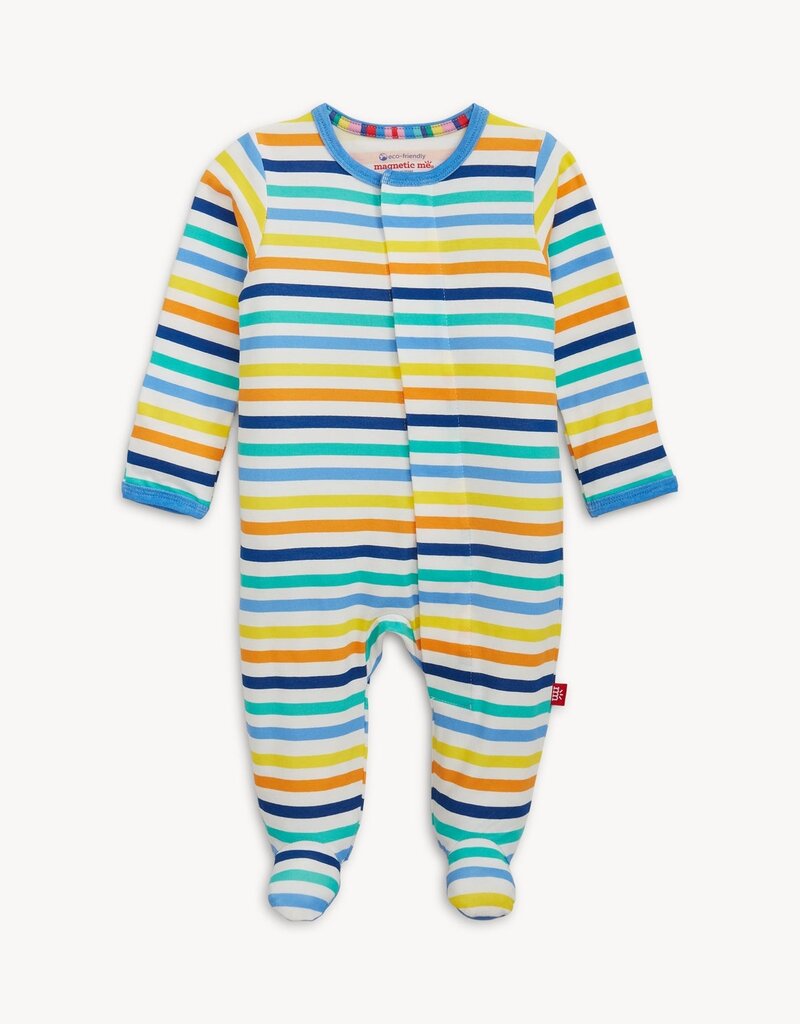 Magnetic Me Cloudstretch Blue Multi Stripe Footie