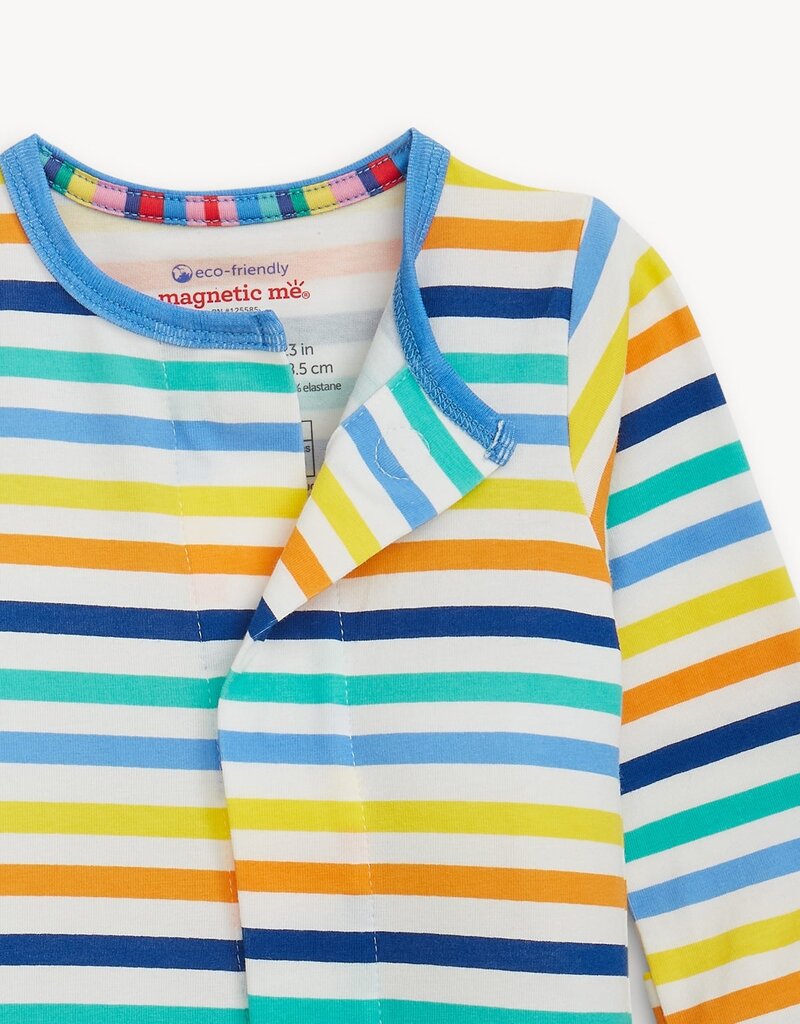 Magnetic Me Cloudstretch Blue Multi Stripe Footie