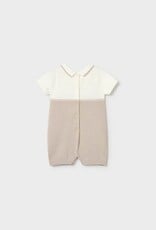 Mayoral Knit Collared Romper White/Sand