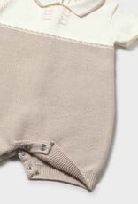 Mayoral Knit Collared Romper White/Sand