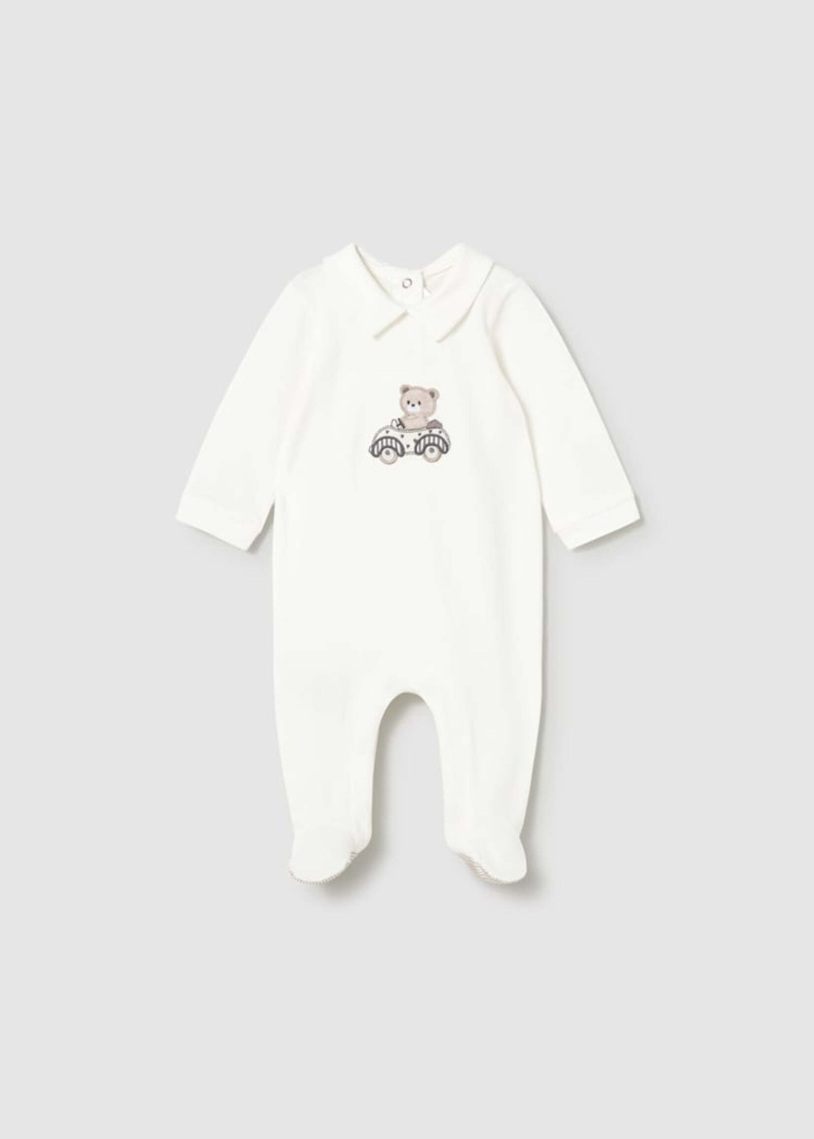 Mayoral White Footie w/Bear Applique