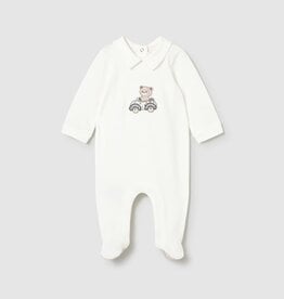 Mayoral Footie w/Bear Applique White