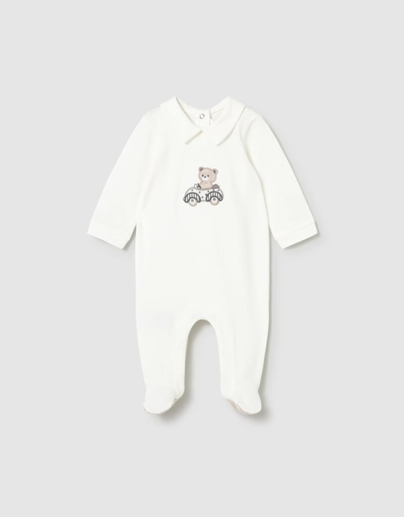 Mayoral White Footie w/Bear Applique