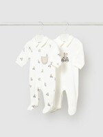 Mayoral Footie w/Bear Print White