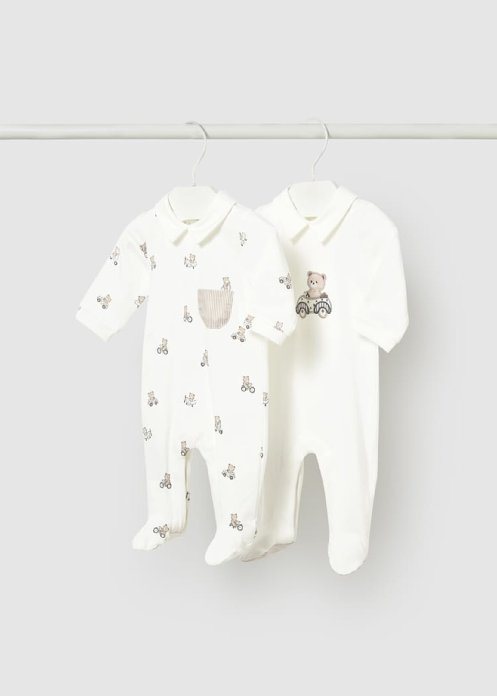 Mayoral White Footie w/Bear Print