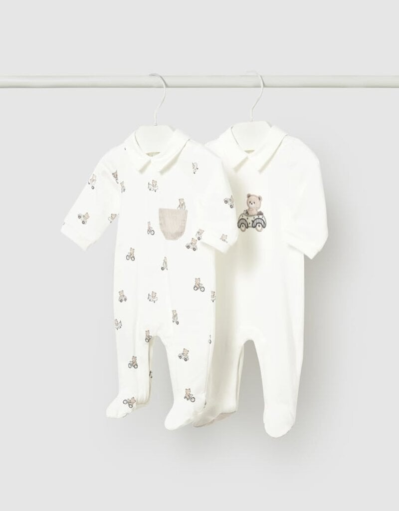 Mayoral White Footie w/Bear Print