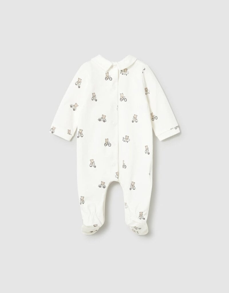 Mayoral White Footie w/Bear Print