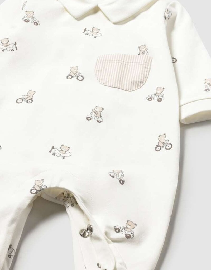 Mayoral White Footie w/Bear Print