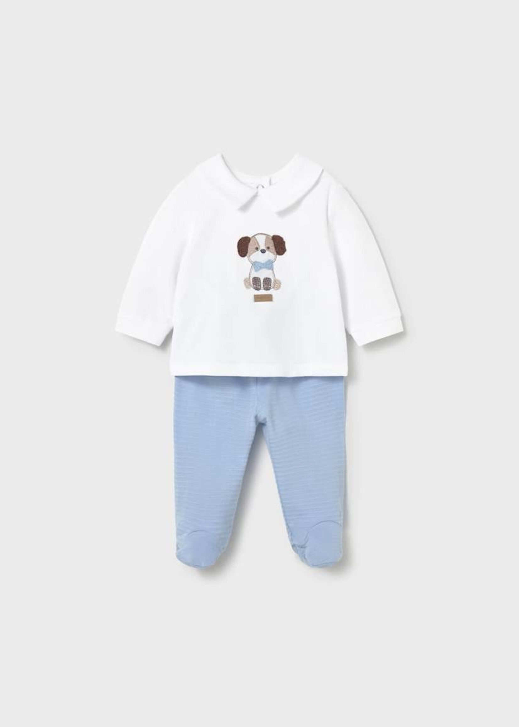 Mayoral Puppy Applique Top w/Sky Blue Footed Pants