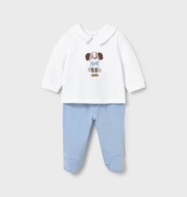 Mayoral Puppy Applique Top w/Sky Blue Footed Pants