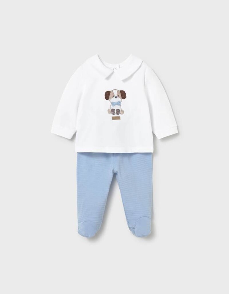 Mayoral Puppy Applique Top w/Sky Blue Footed Pants