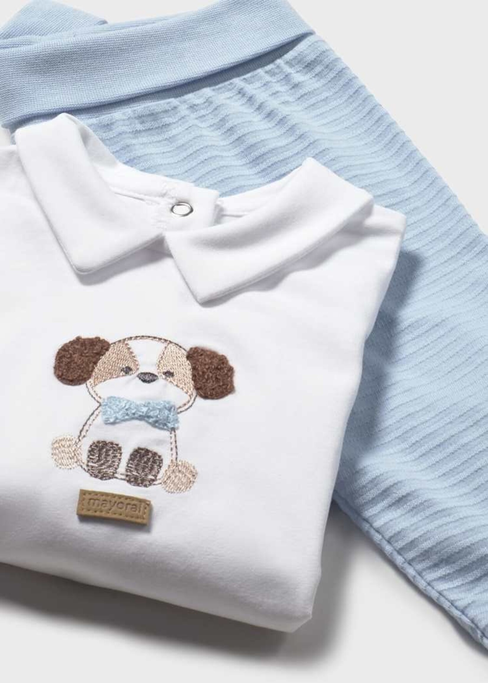 Mayoral Puppy Applique Top w/Sky Blue Footed Pants