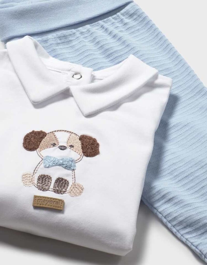 Mayoral Puppy Applique Top w/Sky Blue Footed Pants